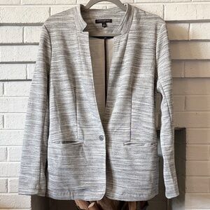 Banana Republic Heathered Light Gray Open-Front Blazer